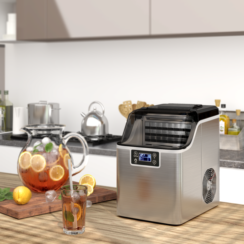 Portable Countertop Ice Maker with Ice Scoop and Basket