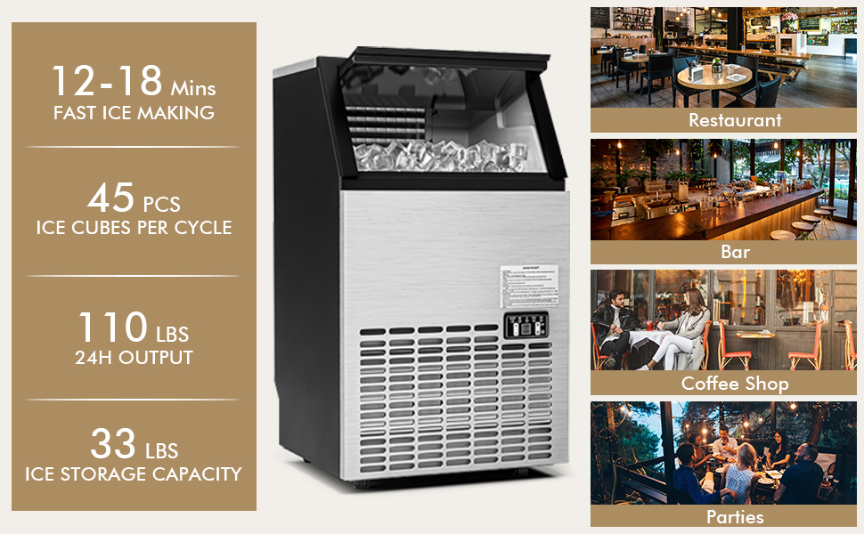 Portable Built-In Stainless Steel Commercial Ice Maker