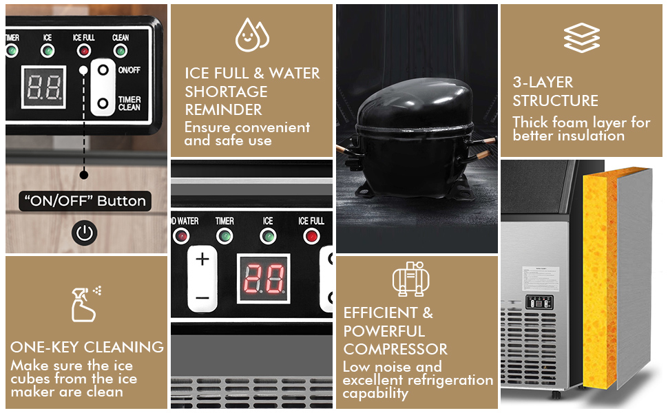 Portable Built-In Stainless Steel Commercial Ice Maker