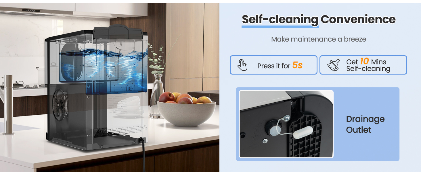 Self-cleaning Convenience, Make maintenance a breeze. Pressit for 5s, Geg 10 Mins Self-cleaning.